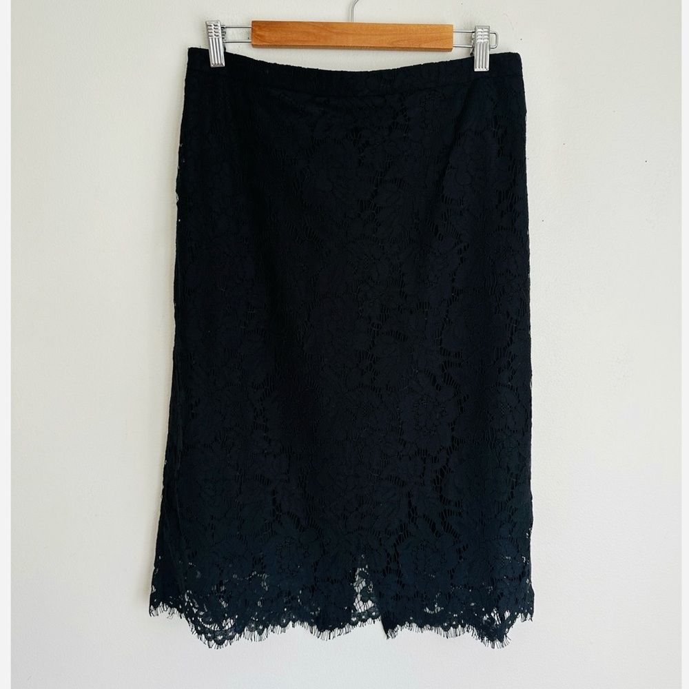 J. Crew • Lace Pencil Skirt in Black - Picture 2 of 6